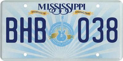 MS license plate BHB038