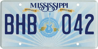 MS license plate BHB042
