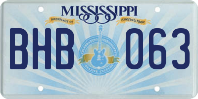 MS license plate BHB063