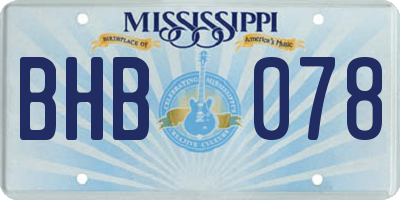 MS license plate BHB078