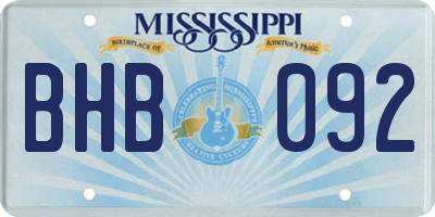 MS license plate BHB092
