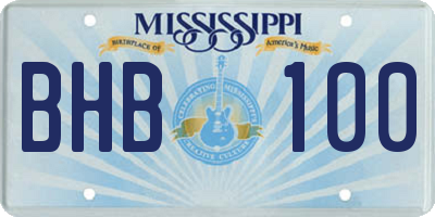 MS license plate BHB100