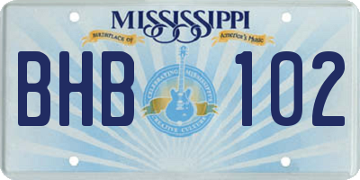 MS license plate BHB102