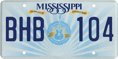 MS license plate BHB104