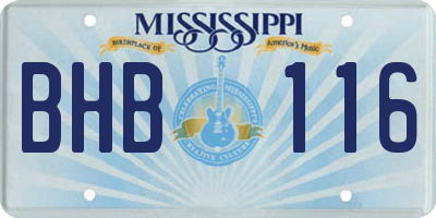 MS license plate BHB116