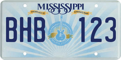 MS license plate BHB123