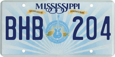 MS license plate BHB204