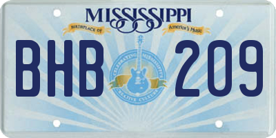 MS license plate BHB209