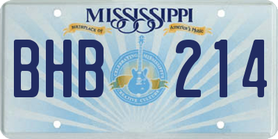 MS license plate BHB214