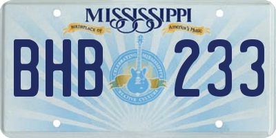 MS license plate BHB233