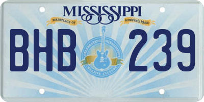 MS license plate BHB239