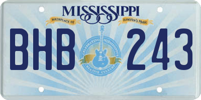 MS license plate BHB243