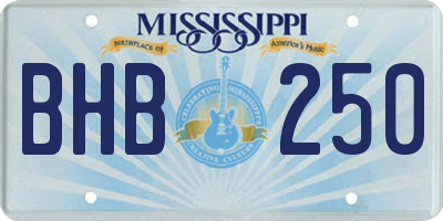 MS license plate BHB250