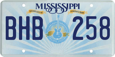 MS license plate BHB258