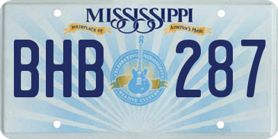 MS license plate BHB287