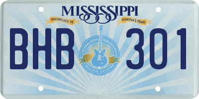 MS license plate BHB301