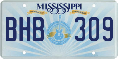MS license plate BHB309
