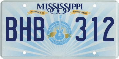 MS license plate BHB312