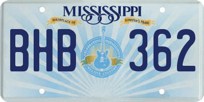 MS license plate BHB362