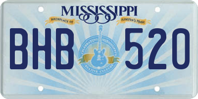 MS license plate BHB520