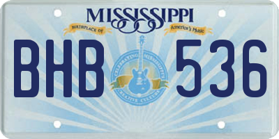 MS license plate BHB536