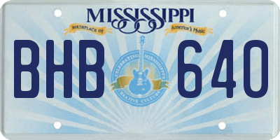 MS license plate BHB640
