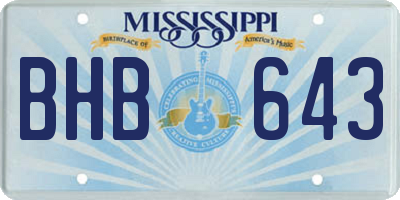 MS license plate BHB643