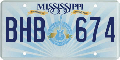 MS license plate BHB674