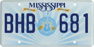 MS license plate BHB681