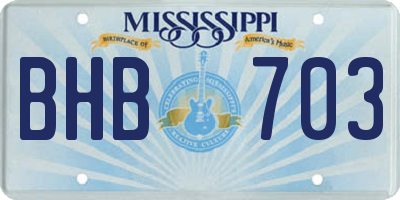 MS license plate BHB703