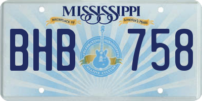 MS license plate BHB758