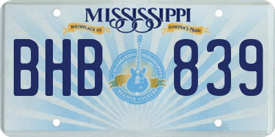 MS license plate BHB839