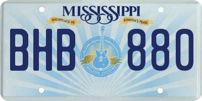 MS license plate BHB880