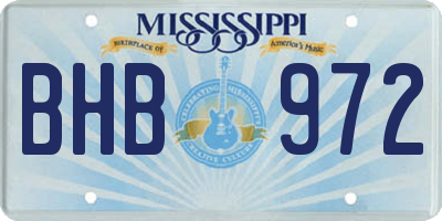 MS license plate BHB972