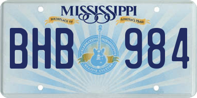 MS license plate BHB984