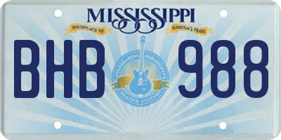 MS license plate BHB988