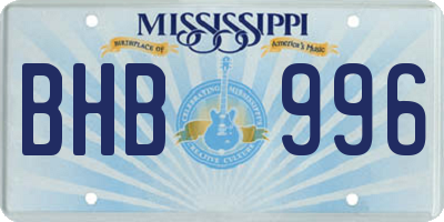 MS license plate BHB996