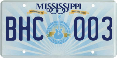 MS license plate BHC003
