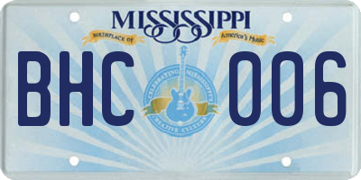 MS license plate BHC006