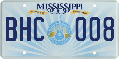 MS license plate BHC008