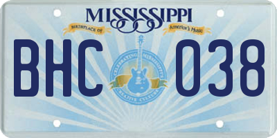 MS license plate BHC038