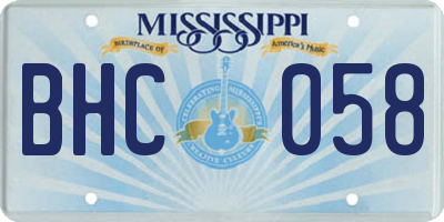 MS license plate BHC058