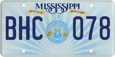 MS license plate BHC078