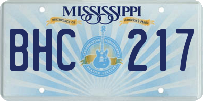 MS license plate BHC217