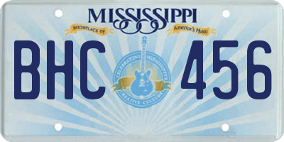 MS license plate BHC456