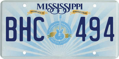 MS license plate BHC494