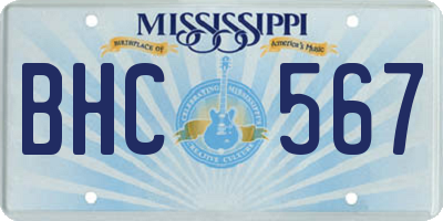 MS license plate BHC567
