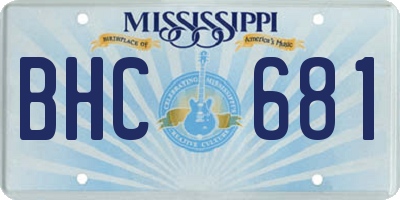 MS license plate BHC681