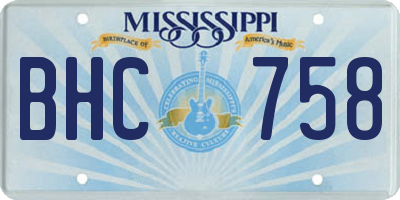 MS license plate BHC758