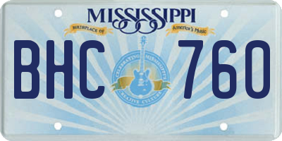 MS license plate BHC760